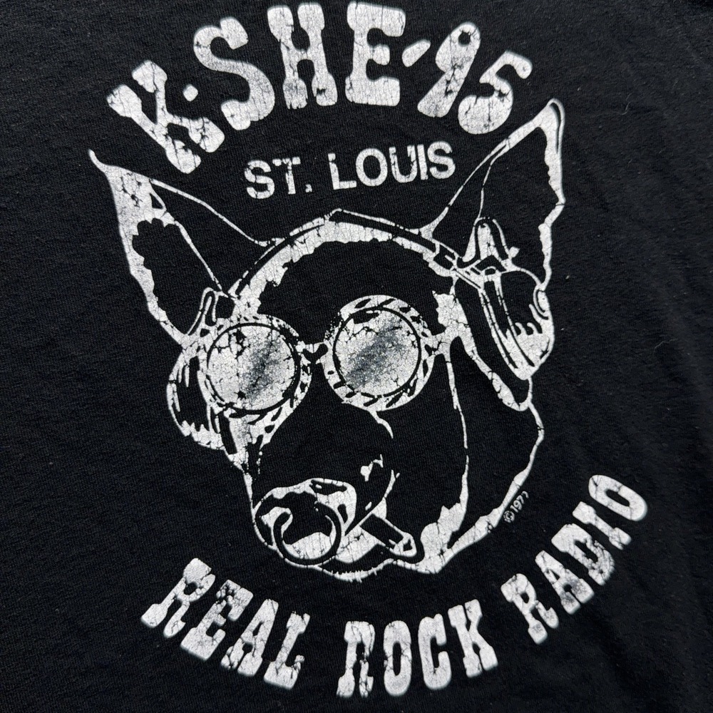 KSHE 95 St Louis Real Rock Radio T Shirt Mens XL Black Distressed Graphic Grunge - Picture 3 of 11